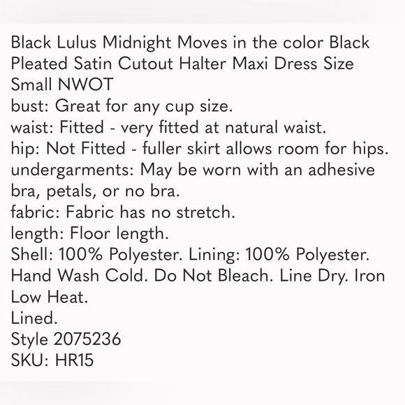 NWOT Lulus pleated halter neck cut out open back maxi dress silky long - Picture 6 of 6